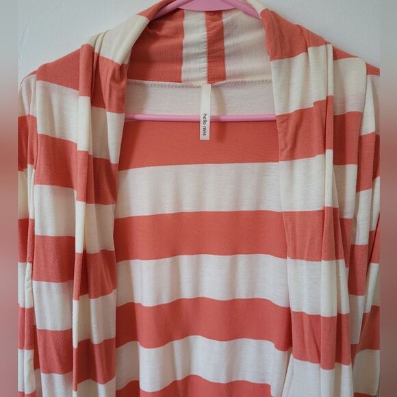 Hello Miss Orange Stripe Cardigan Preppy Twee Eclectic Boho Gypsy Hippie Large - Picture 8 of 10
